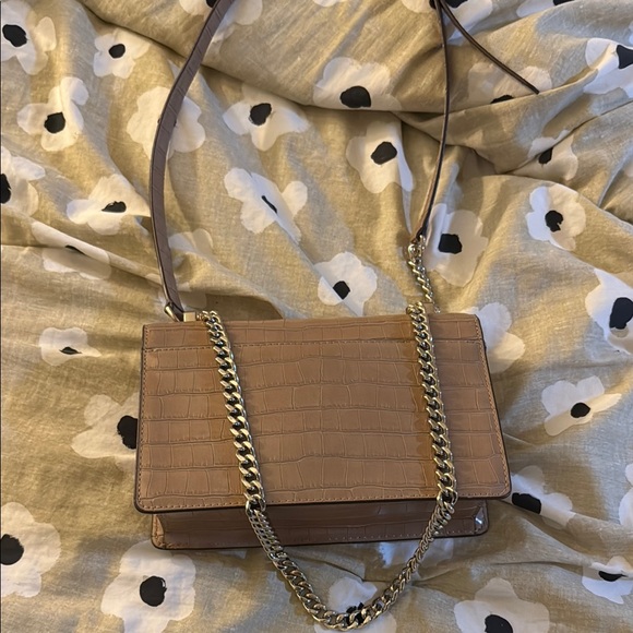 DKNY Beige Croc-Embossed Crossbody Bag - Picture 4 of 6